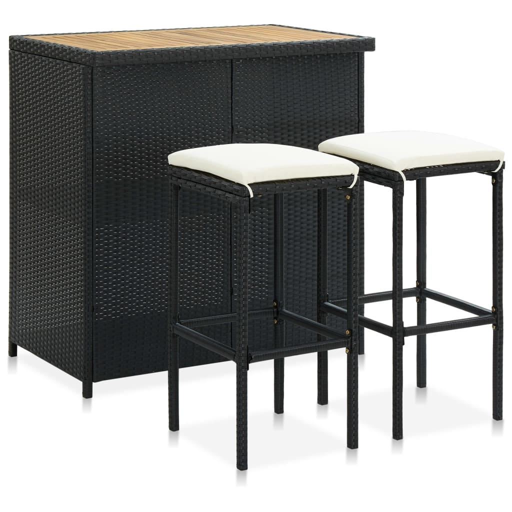 Set Mesa Y Sillas De Bar Jardín 3 Piezas Ratán Sintético