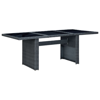 Mesa De Jardín De Ratán Sintético Y Vidrio Templado Gris Claro