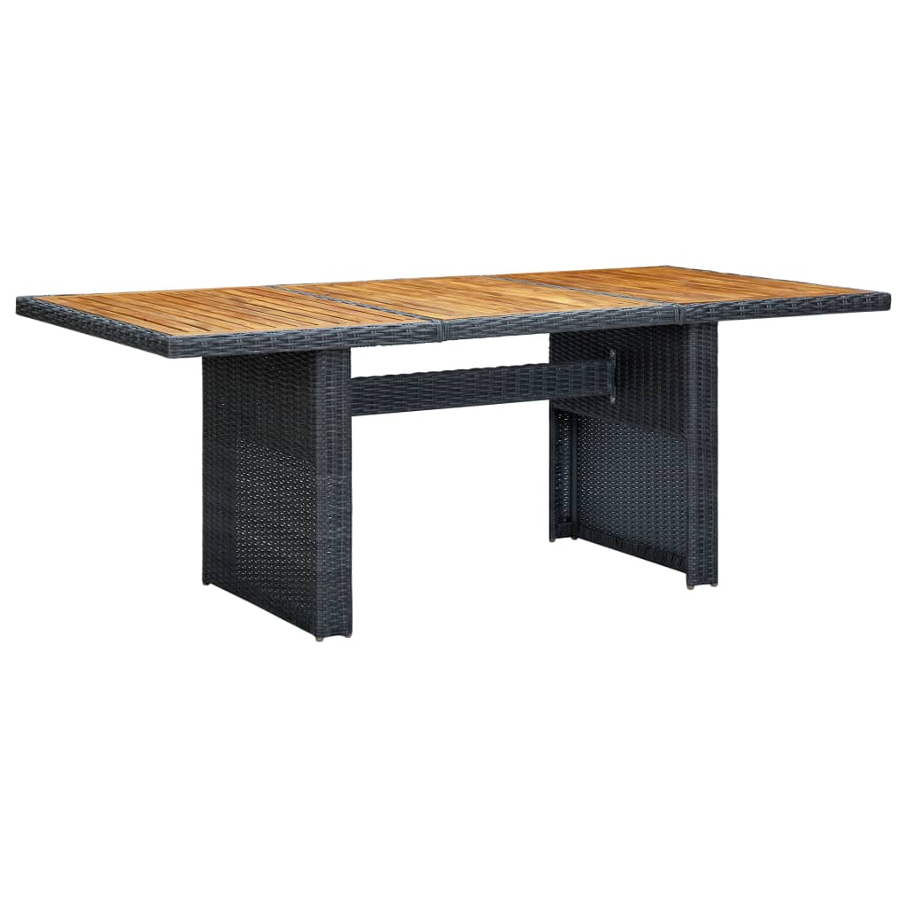 Mesa De Jardín De Ratán Sintético Y Vidrio Templado Gris Claro