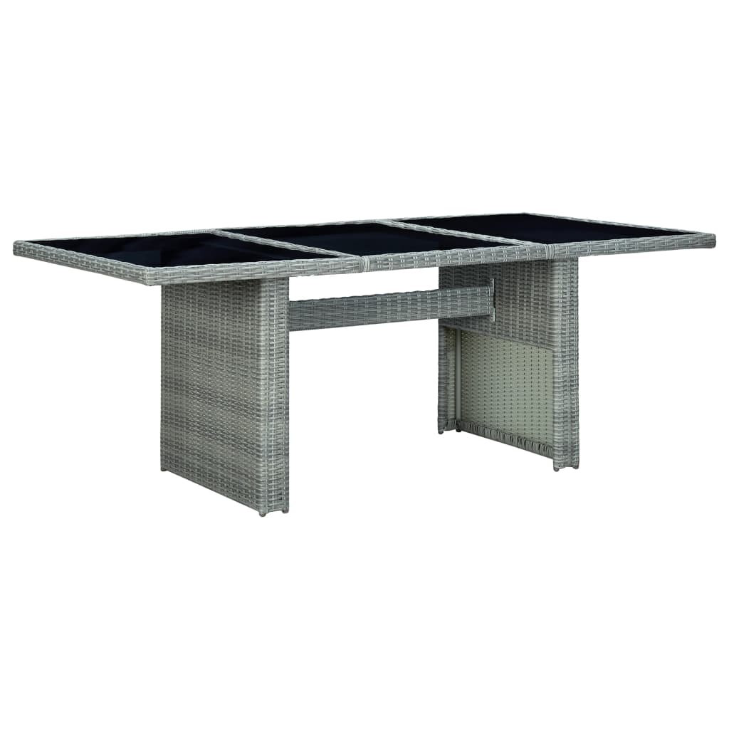 Mesa De Jardín De Ratán Sintético Y Vidrio Templado Gris Claro