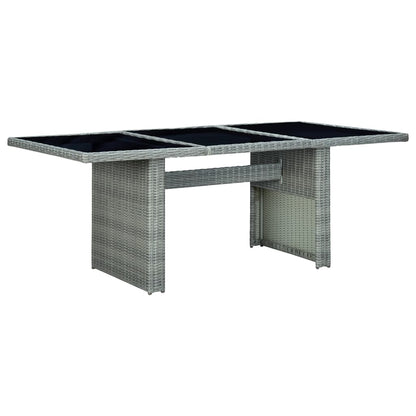 Mesa De Jardín De Ratán Sintético Y Vidrio Templado Gris Claro