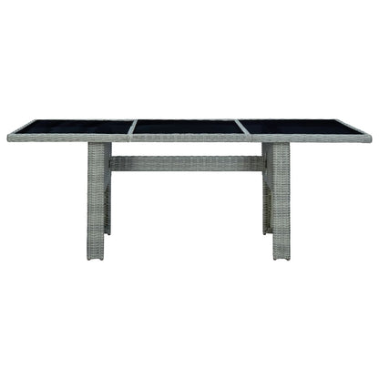 Mesa De Jardín De Ratán Sintético Y Vidrio Templado Gris Claro