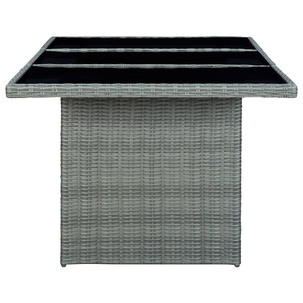 Mesa De Jardín De Ratán Sintético Y Vidrio Templado Gris Claro