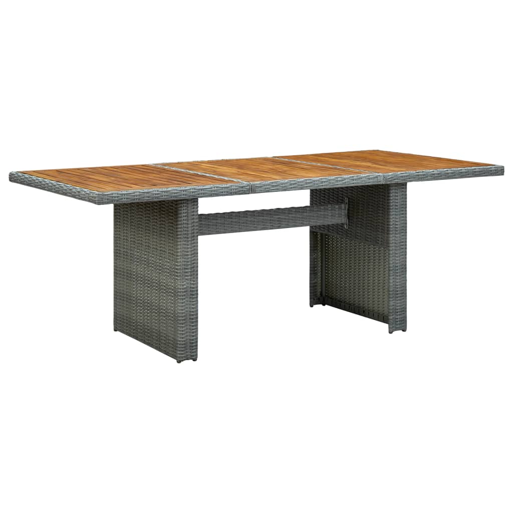 Mesa De Jardín De Ratán Sintético Y Vidrio Templado Gris Claro