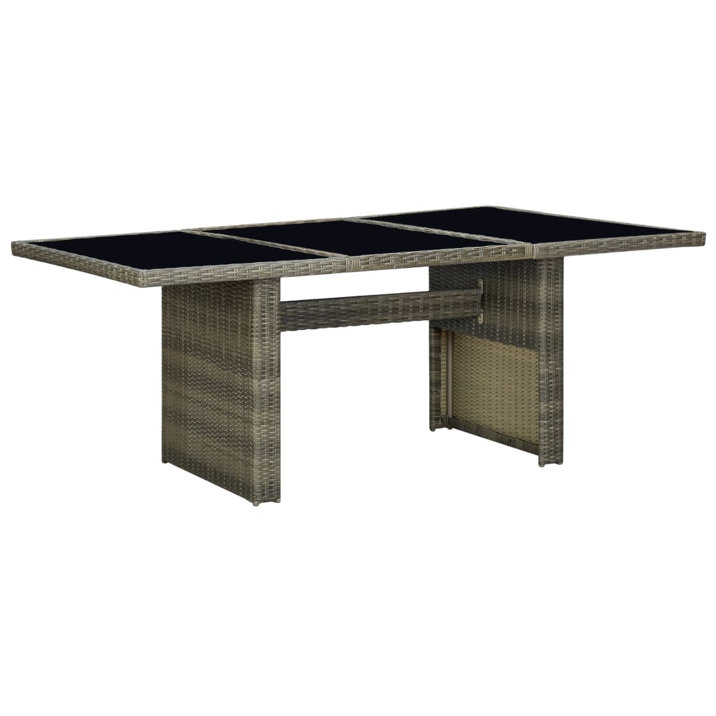 Mesa De Jardín De Ratán Sintético Y Vidrio Templado Gris Claro