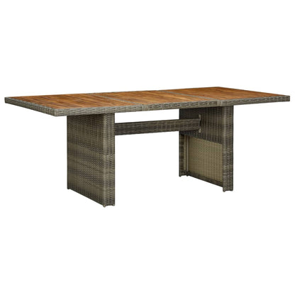 Mesa De Jardín De Ratán Sintético Y Vidrio Templado Gris Claro