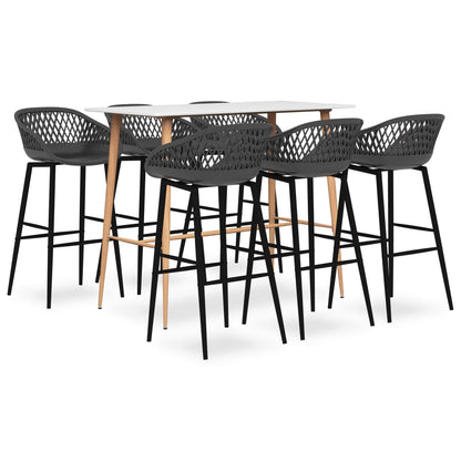 Mesa Alta Y Taburetes De Bar De 7 Piezas