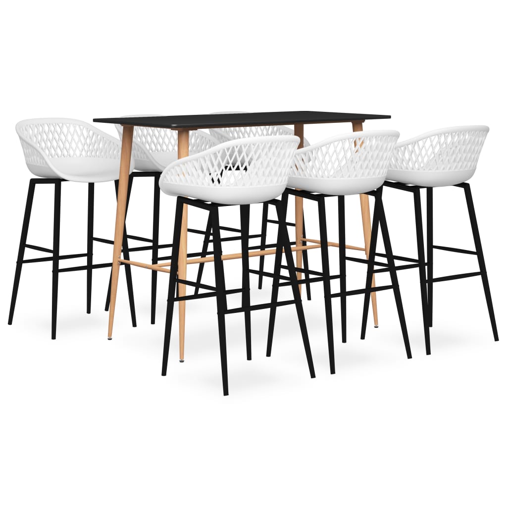 Mesa Alta Y Taburetes De Bar De 7 Piezas
