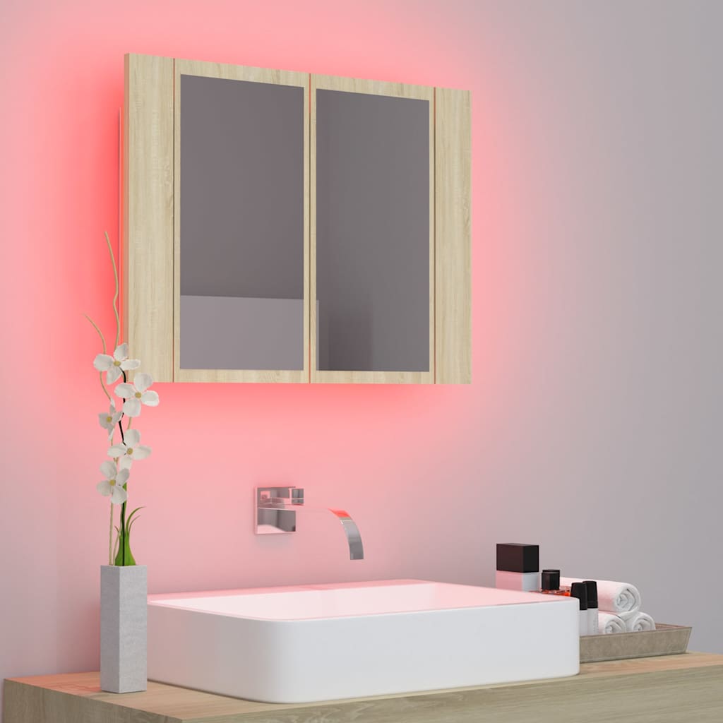 Armario Espejo De Baño Led Acrílico 60X12X45 Cm
