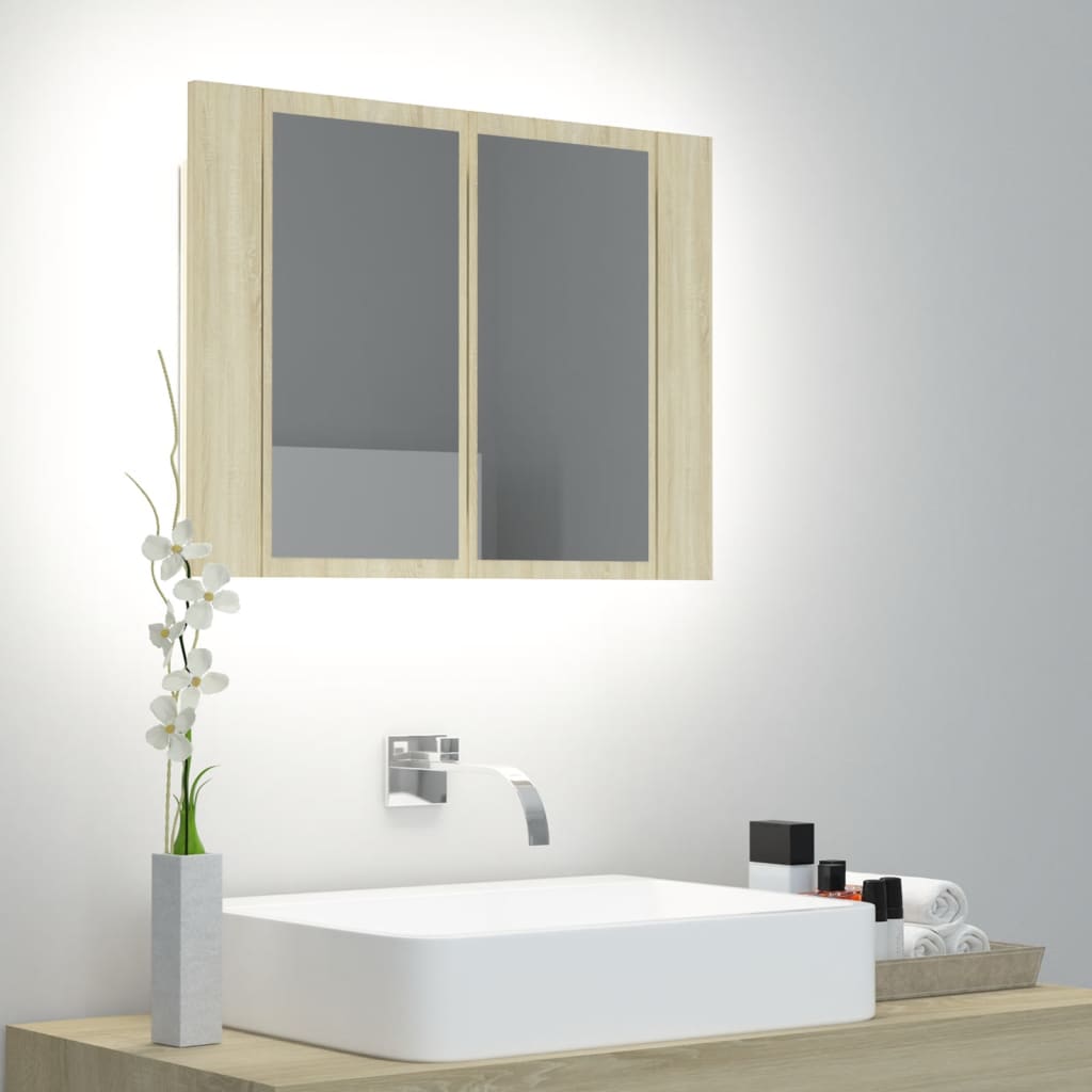 Armario Espejo De Baño Led Acrílico 60X12X45 Cm