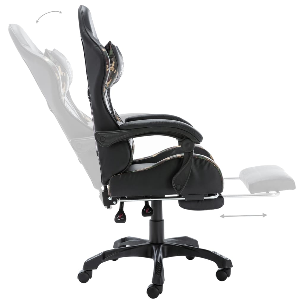Silla Gaming Cuero Sintético Negro Y Camuflaje