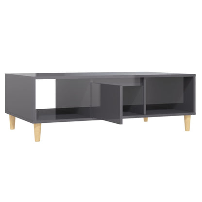 Mesa De Centro Madera Contrachapada Gris Brillo 103,5X60X35 Cm