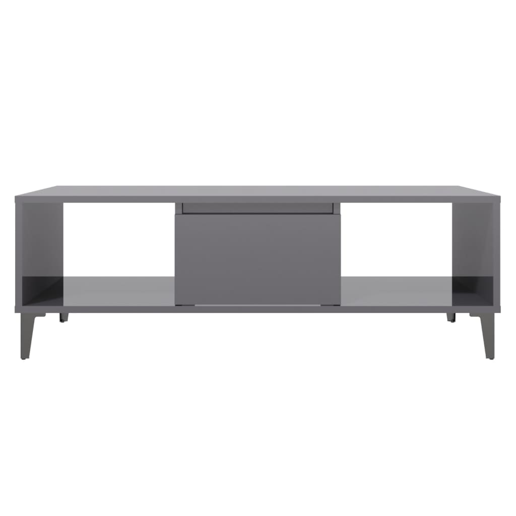 Mesa De Centro Madera Contrachapada Gris Brillo 103,5X60X35 Cm