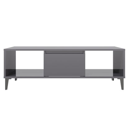 Mesa De Centro Madera Contrachapada Gris Brillo 103,5X60X35 Cm