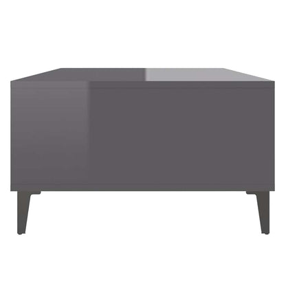 Mesa De Centro Madera Contrachapada Gris Brillo 103,5X60X35 Cm
