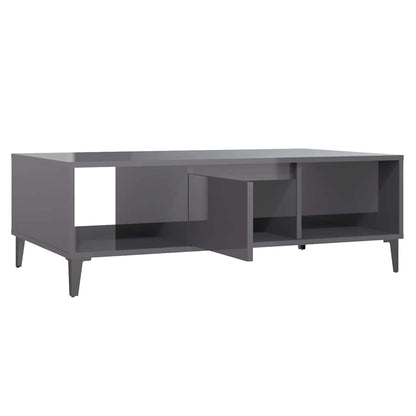 Mesa De Centro Madera Contrachapada Gris Brillo 103,5X60X35 Cm