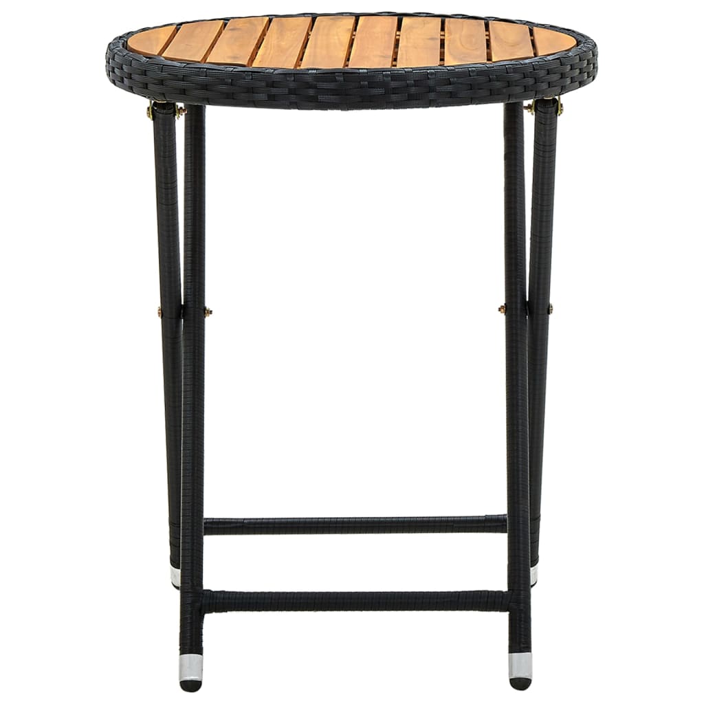 Mesa De Centro Ratán Sintético Y Madera Maciza De Acacia 60 Cm
