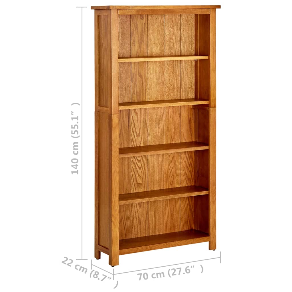 Estantería De 5 Niveles De Madera Maciza De Roble