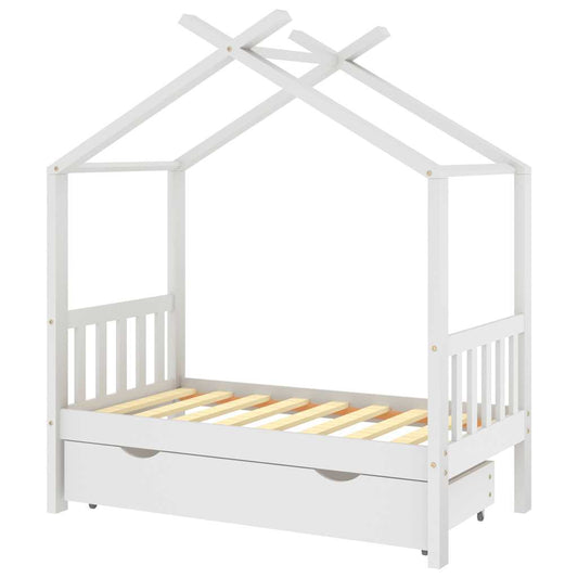Estructura De Cama Niños Y Cajón Madera Maciza Blanca