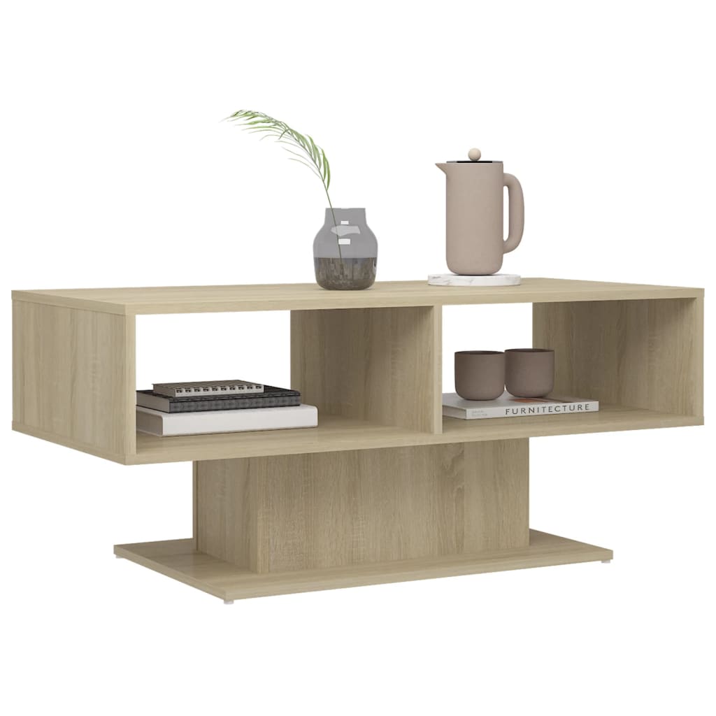 Mesa De Centro Madera Contrachapada Color Roble 103,5X50X44,5Cm