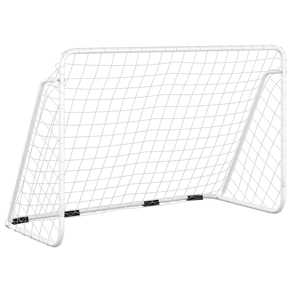 Portería De Fútbol Con Red Acero Blanco