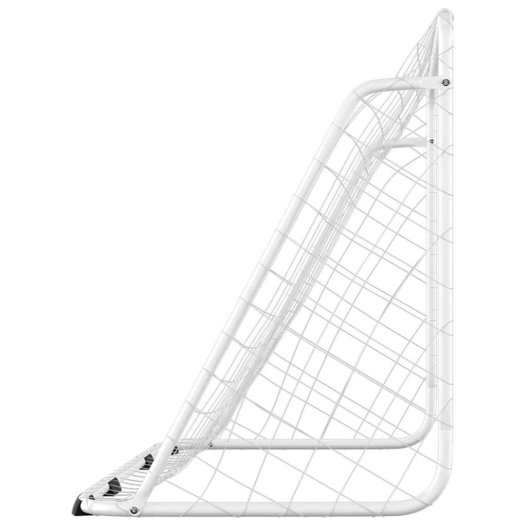 Portería De Fútbol Con Red Acero Blanco