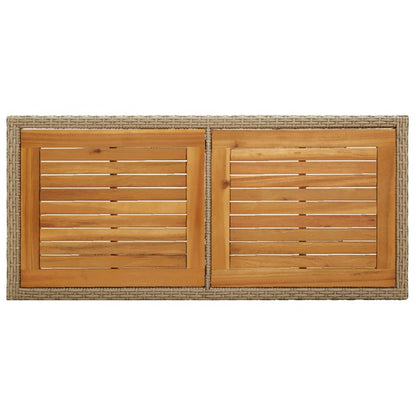 Mesa De Jardín Madera Maciza De Acacia Y Ratán Sintético Beige
