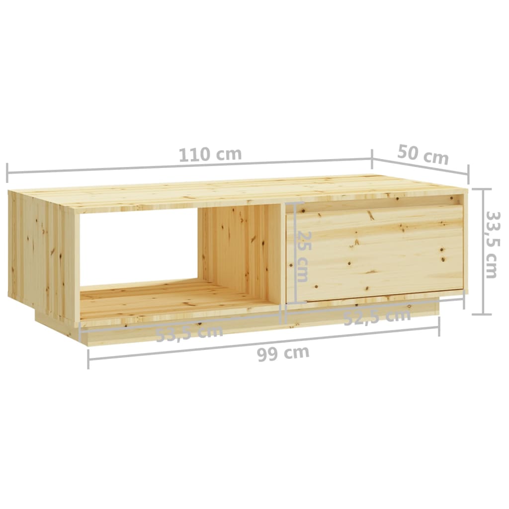Mesa De Centro De Madera Maciza De Abeto 110X50X33,5 Cm