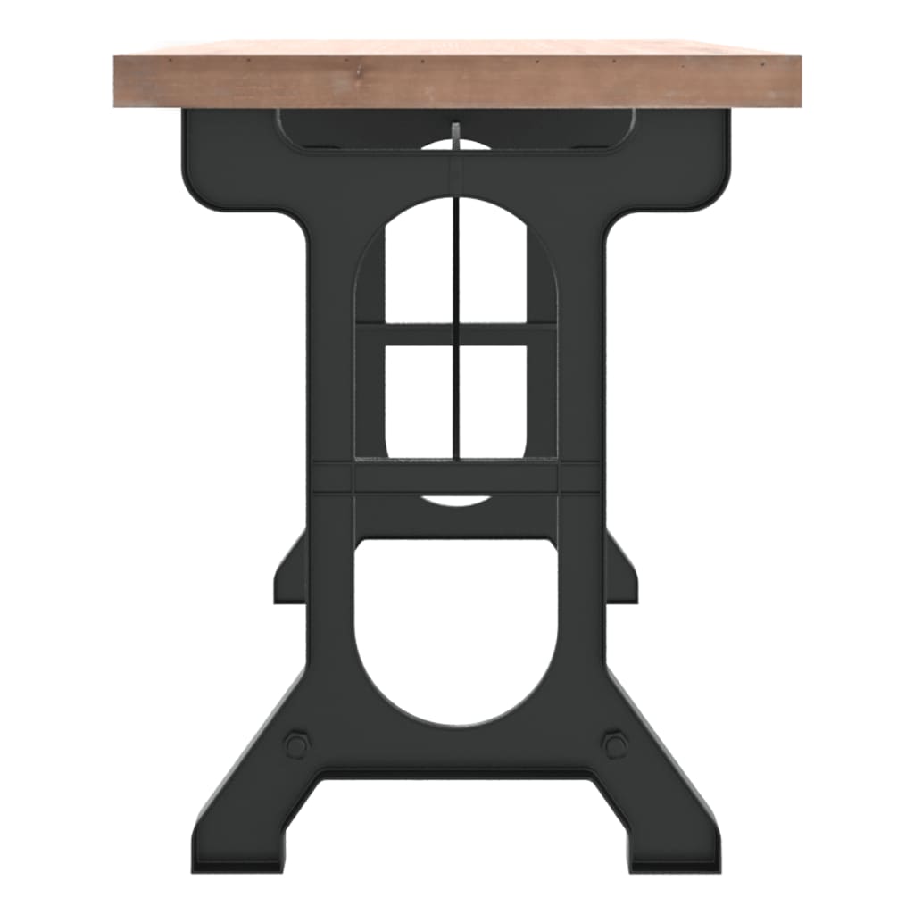 Mesa De Comedor Madera Maciza De Abeto Y Hierro 110X65X82 Cm