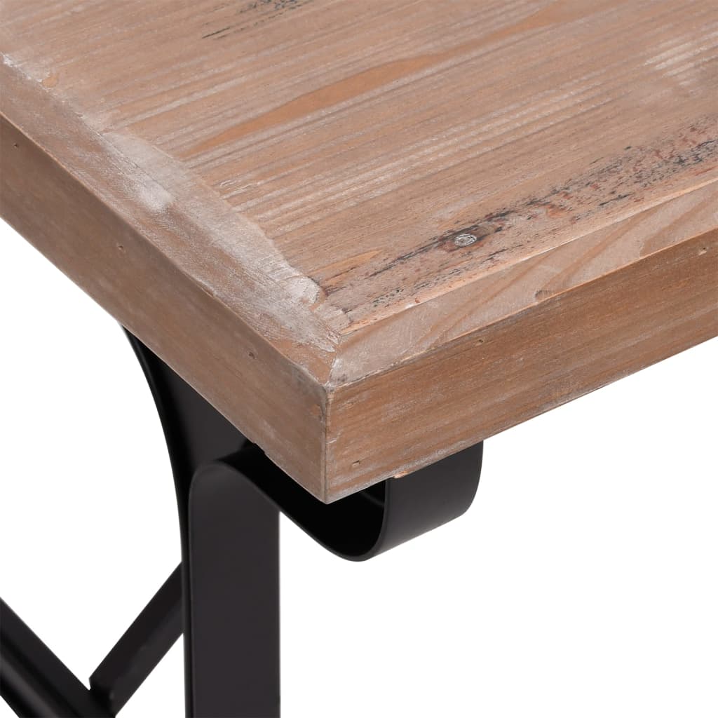 Mesa De Comedor Madera Maciza De Abeto Y Hierro 110X65X82 Cm