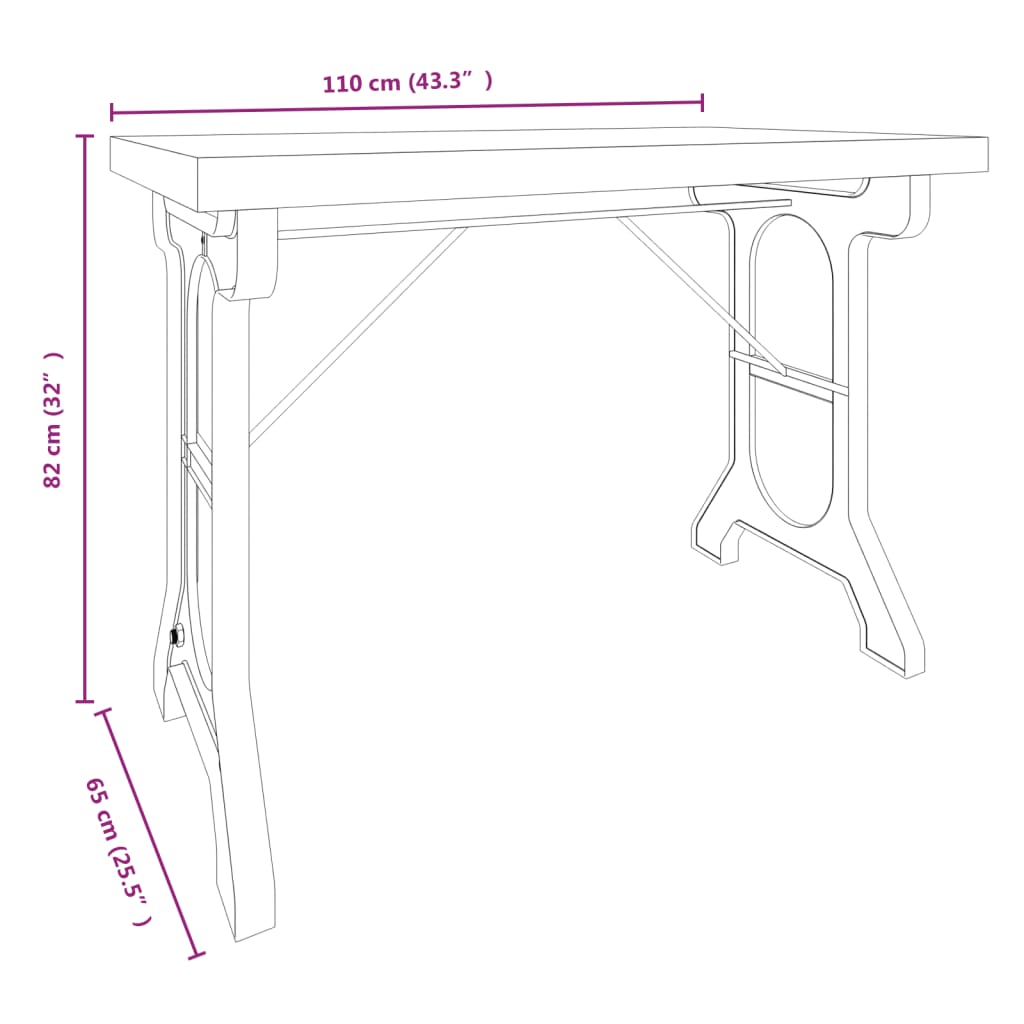 Mesa De Comedor Madera Maciza De Abeto Y Hierro 110X65X82 Cm