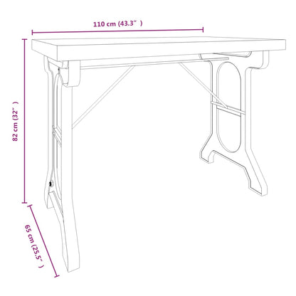 Mesa De Comedor Madera Maciza De Abeto Y Hierro 110X65X82 Cm