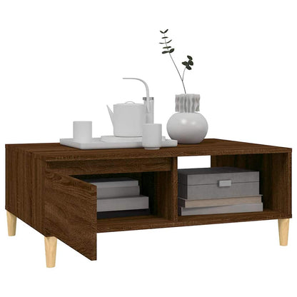 Mesa De Centro Madera De Ingeniería Roble Marrón 90X60X35 Cm