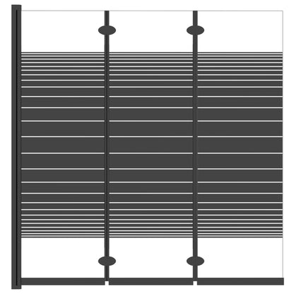 Mampara De Ducha Plegable De 3 Paneles Esg Negro 130X130 Cm
