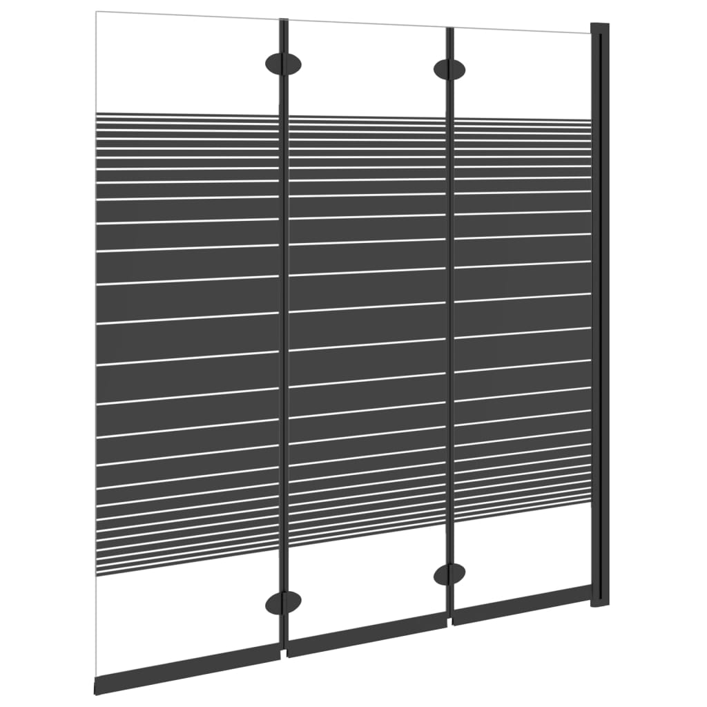Mampara De Ducha Plegable De 3 Paneles Esg Negro 130X130 Cm