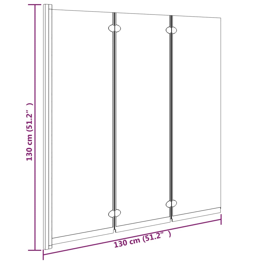 Mampara De Ducha Plegable De 3 Paneles Esg Negro 130X130 Cm