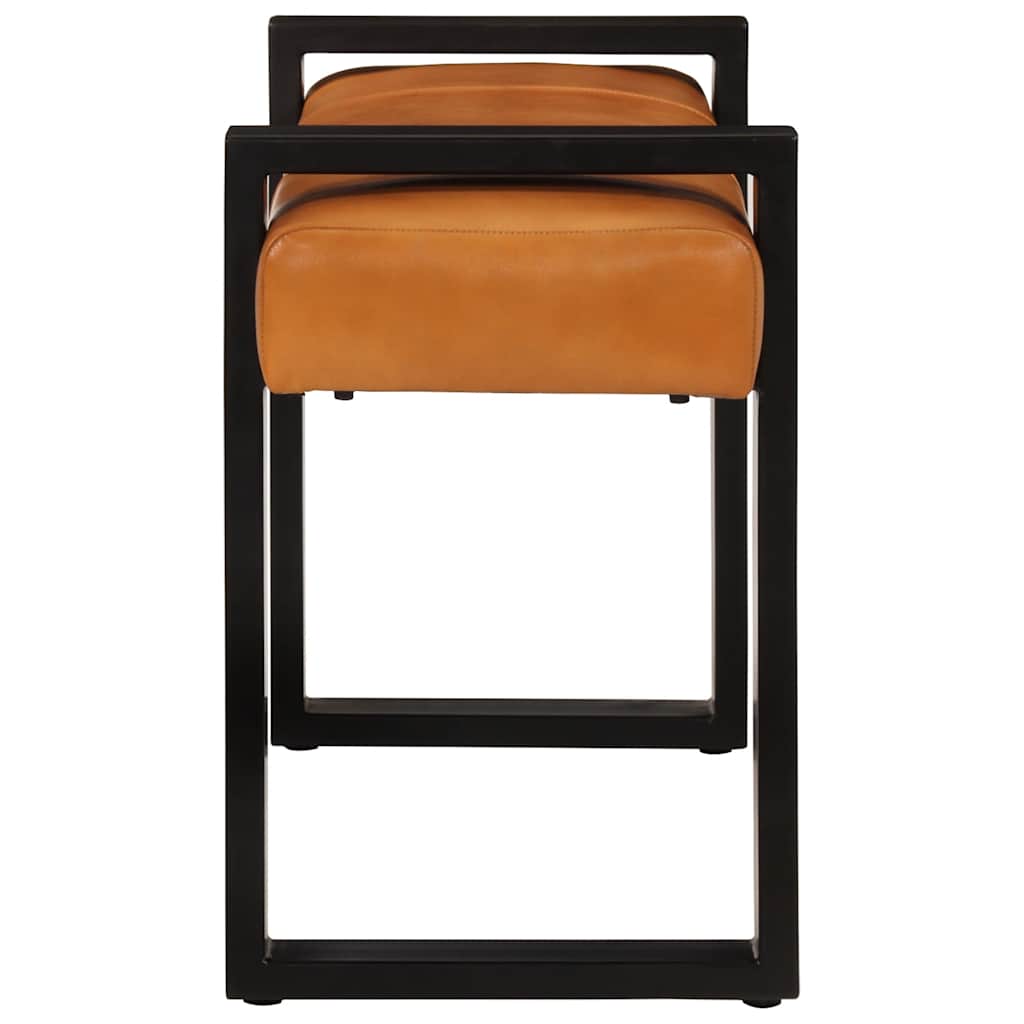 Banco Piel De Cabra Auténtica Negro Y Marrón 110 Cm
