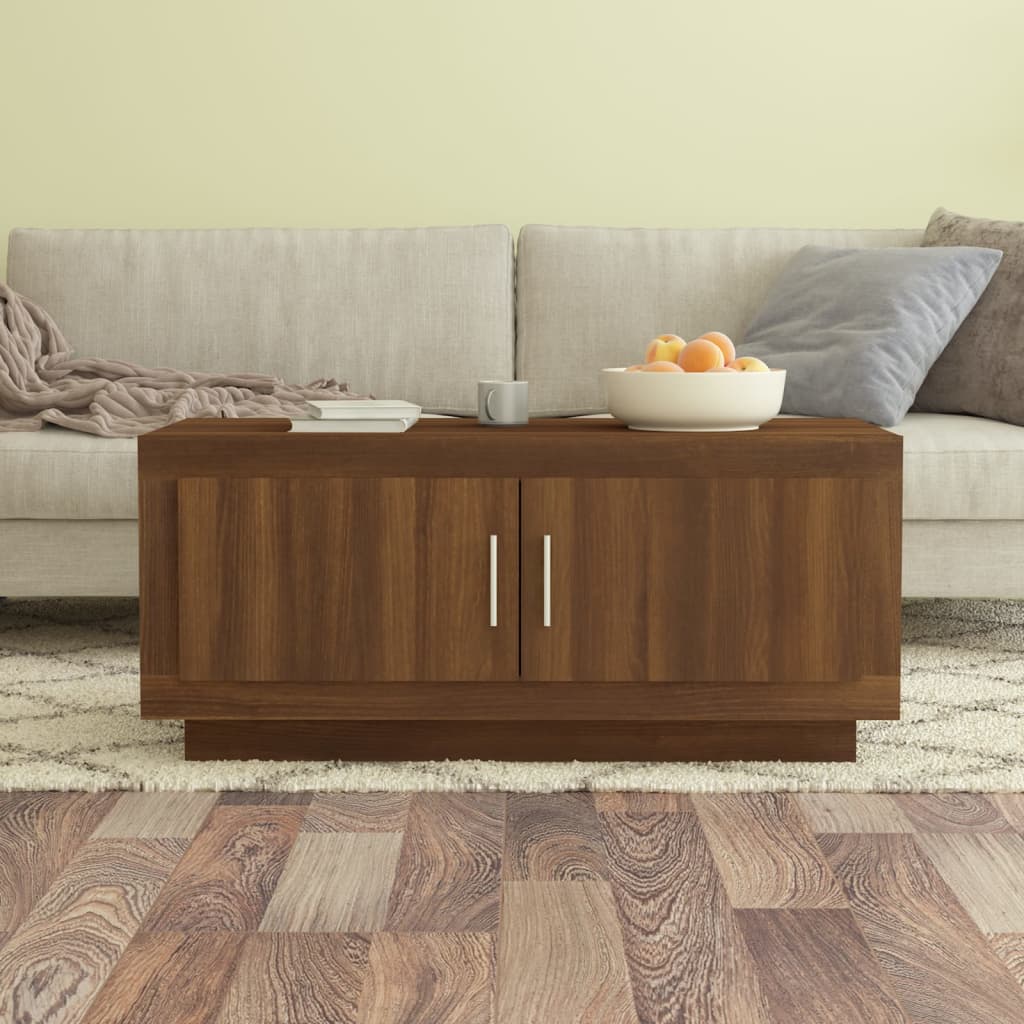 Mesa De Centro Madera De Ingeniería Roble Marrón 102X50X45 Cm