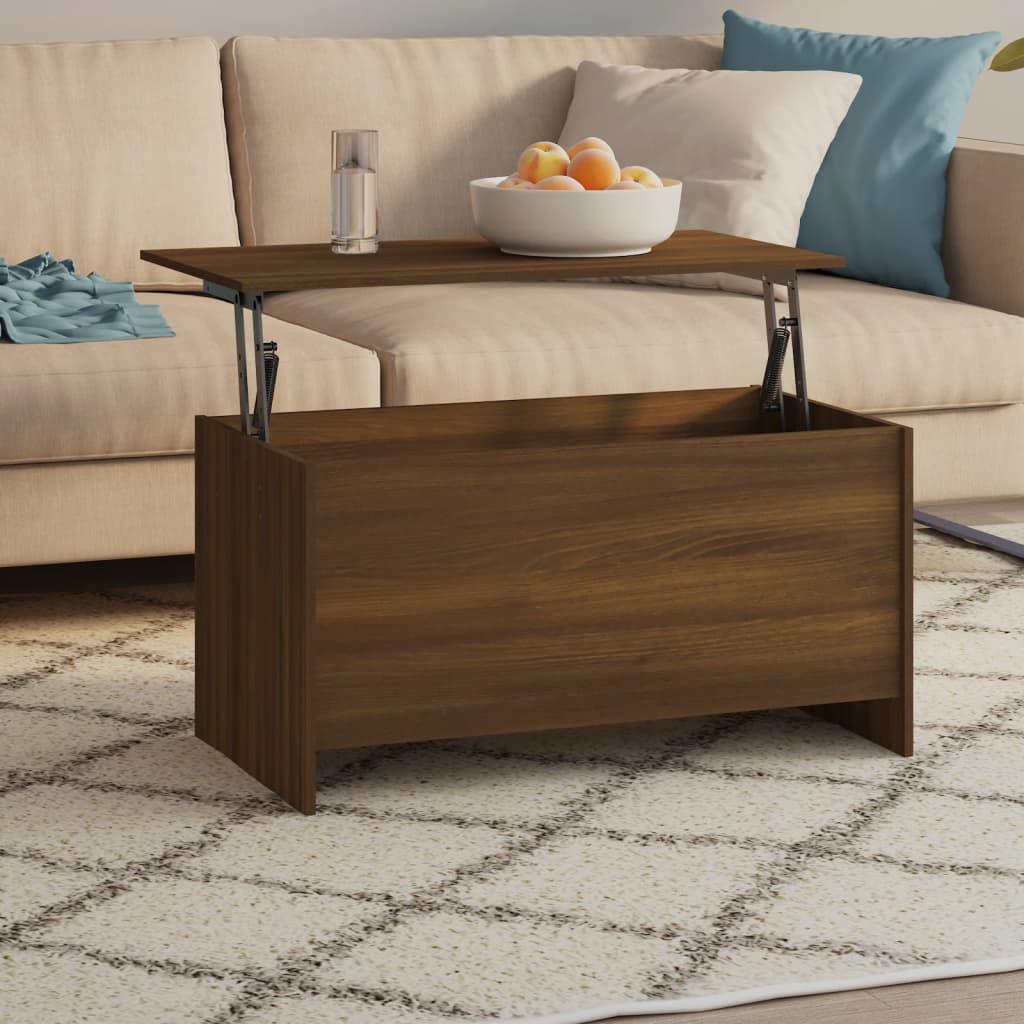 Mesa De Centro Madera Ingeniería Blanco Brillo 102X55,5X52,5 Cm