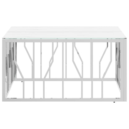 Mesa De Centro Acero Inoxidable Y Vidrio Plateado 80X80X40 Cm