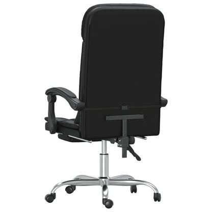Sillón De Oficina Reclinable Con Masaje, De Piel Sintética Negra