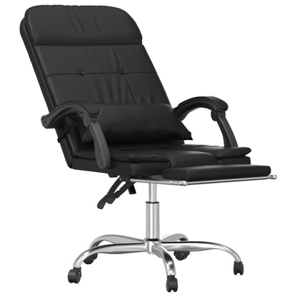 Sillón De Oficina Reclinable Con Masaje, De Piel Sintética Negra