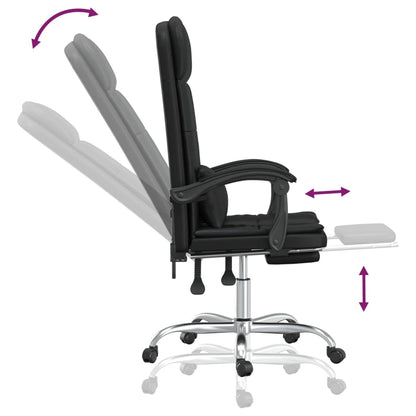 Sillón De Oficina Reclinable Con Masaje, De Piel Sintética Negra