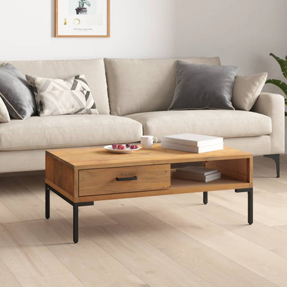 Mesa De Centro Madera Maciza De Pino 90X50X35 Cm