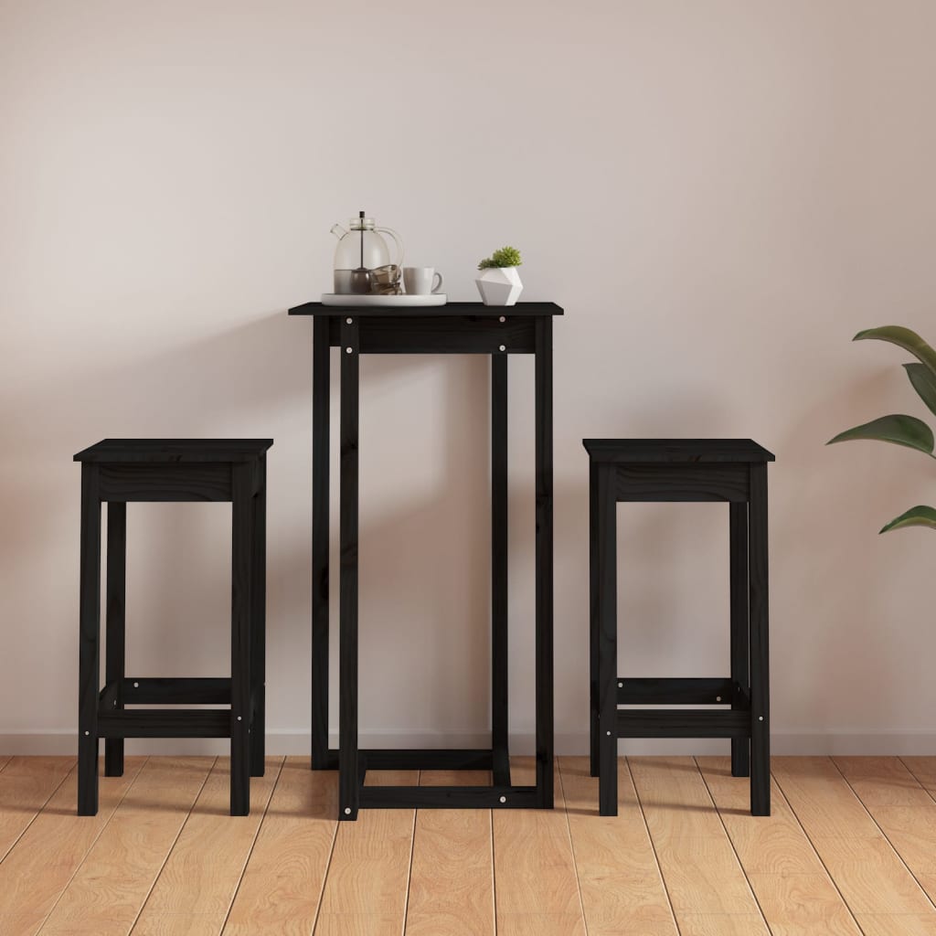 Set De Bar 3 Piezas Madera Maciza De Pino
