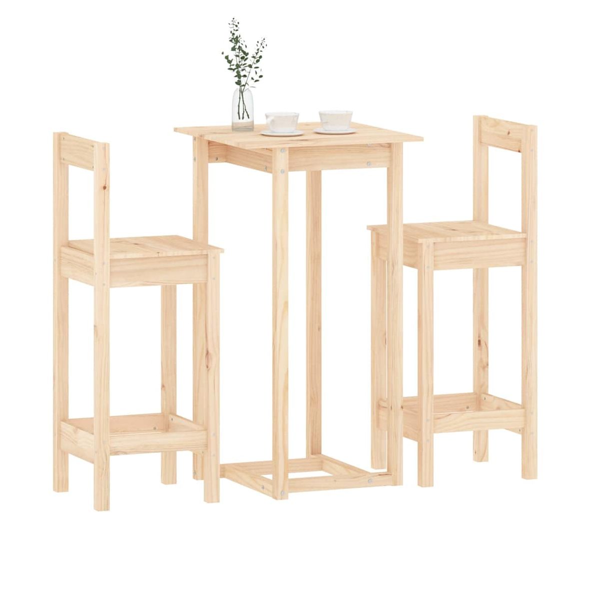 Set De Bar 3 Piezas Madera Maciza De Pino