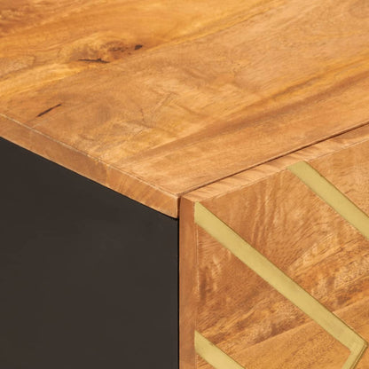 Mesa De Centro Madera Maciza De Mango Negro Marrón 80X50X40 Cm