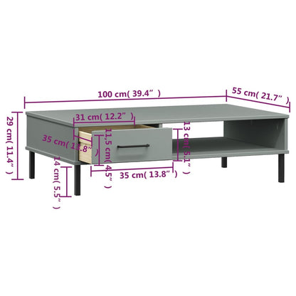 Mesa De Centro Con Patas De Metal Oslo Madera Maciza Pino