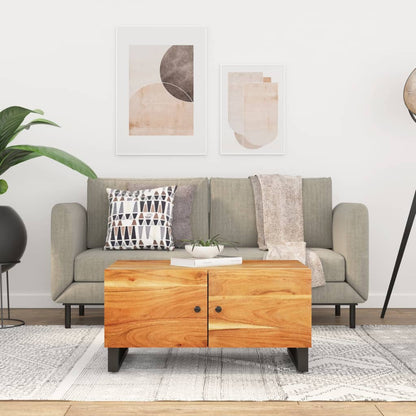 Mesa De Centro Madera Maciza Acacia Y Contrachapada 80X50X40 Cm