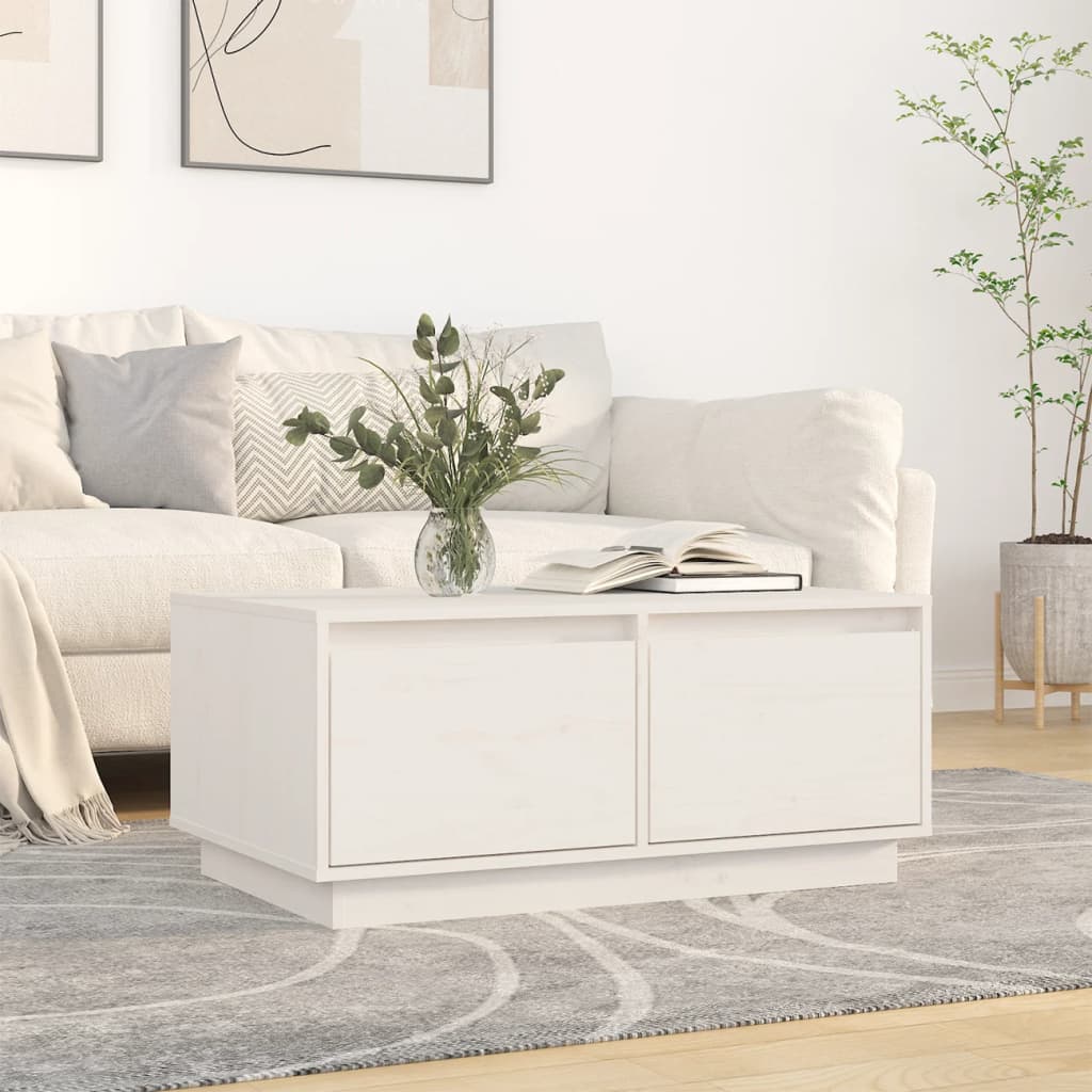Mesa De Centro Madera Maciza De Pino 80X50X35 Cm